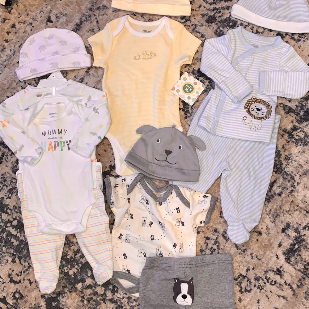 12pc Baby Bundle! Onesies, Sleepers, Pants, Caps!
